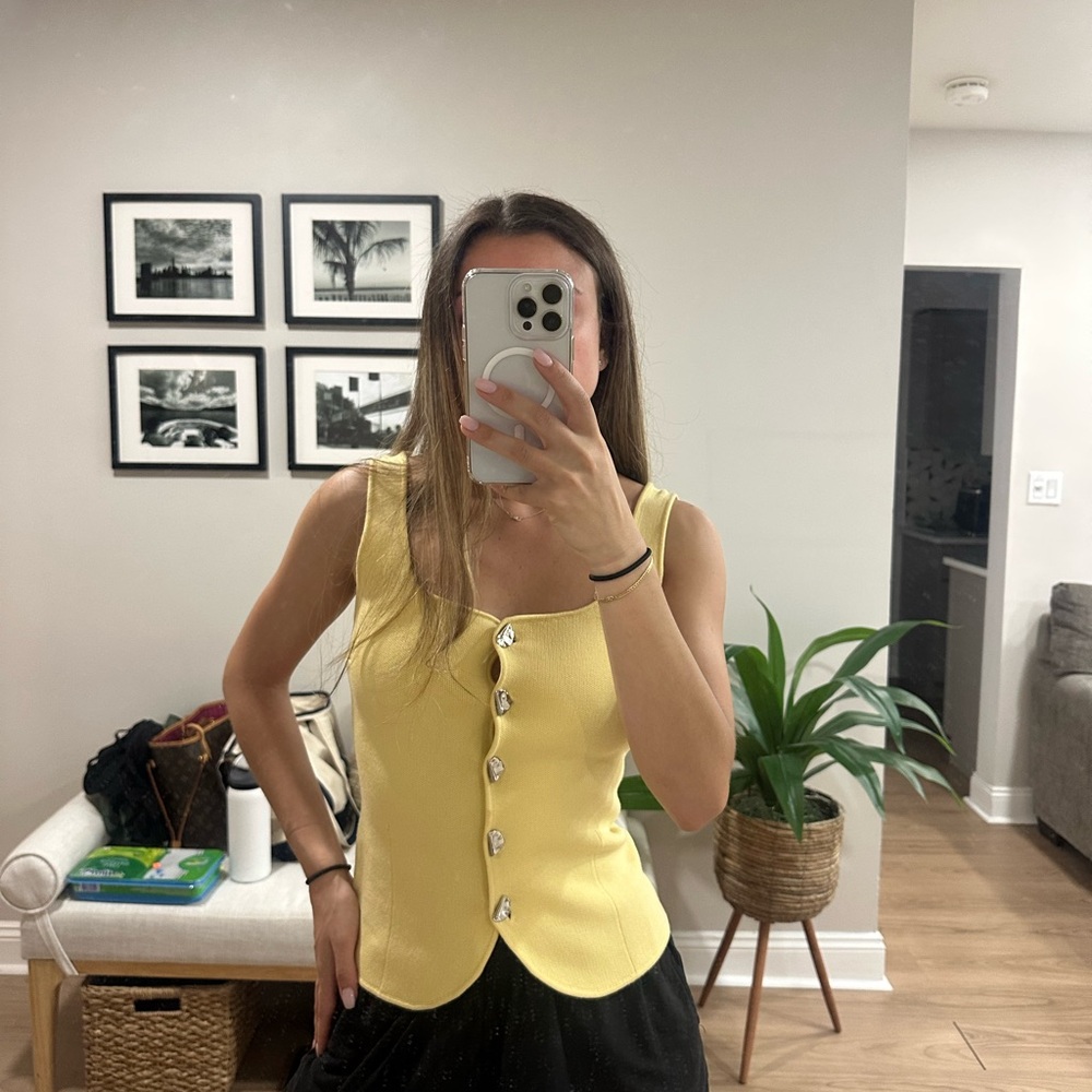 Yellow Sleeveless Knit Top